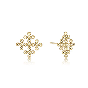 Enewton Classic Beaded Signature Cross Encompass Gold Stud Earrings