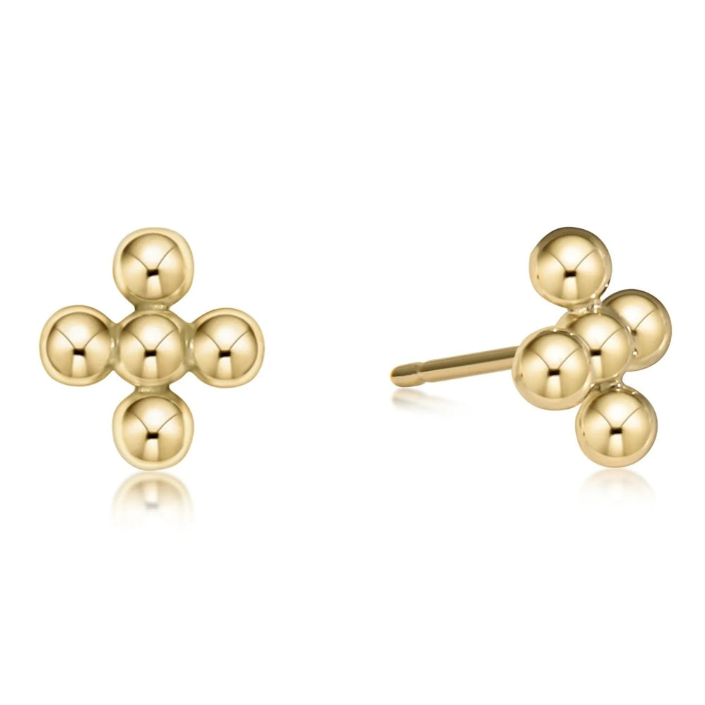 Enewton classic beaded signature cross stud - 4mm bead gold ECL4SCSG