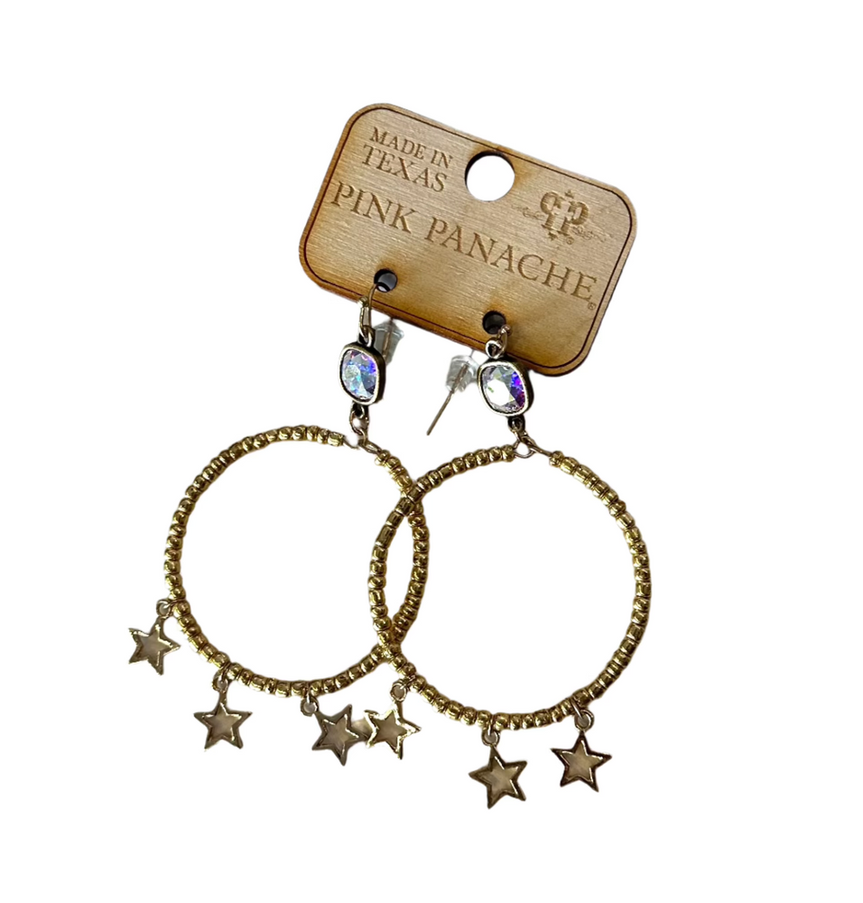 Pink Panache Bronze Gold Seed Bead & Star Earring