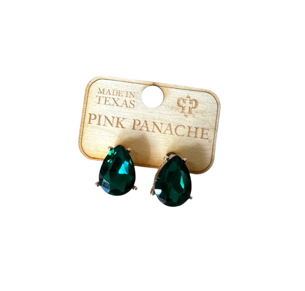 Pink Panache Emerald Green Teardrop Stud Earring
