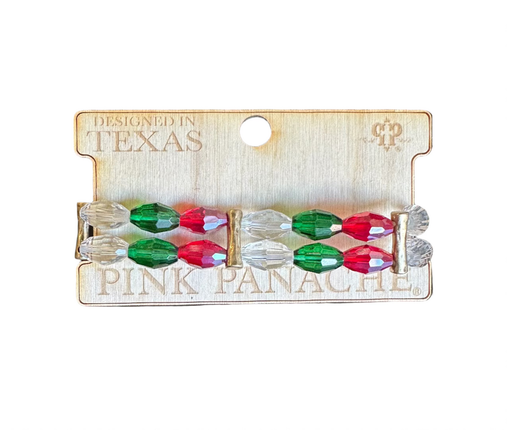 Pink Panache Green & Red Glass Bead Strand Bracelet