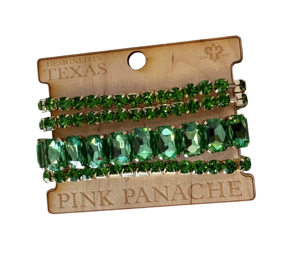 Pink Panache Green Rhinestone Strand Bracelet
