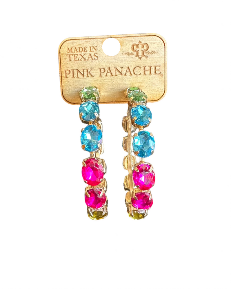 Pink Panache Jewel Tone Rhinestone Large Hoop Earring