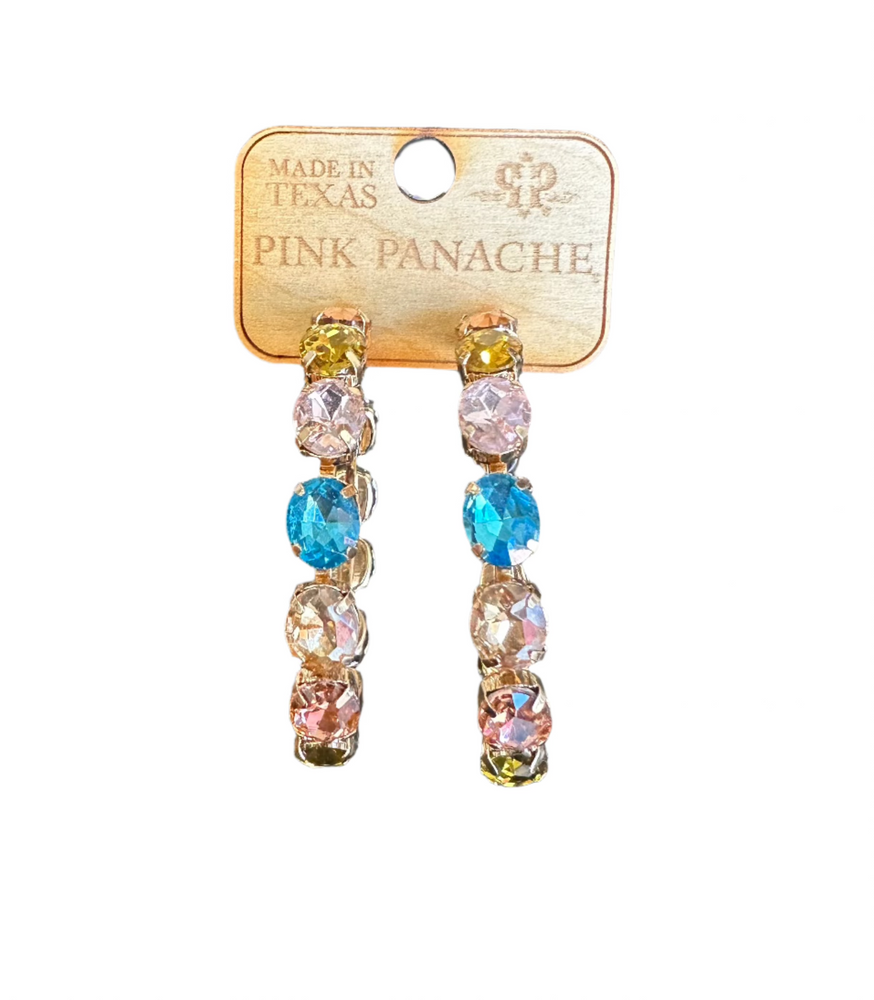 Pink Panache Light Multicolor Rhinestone Large Hoop Earring