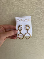 Canvas Ingrid Bamboo Drop Hoop Earrings Warn Gold 22904E-GD