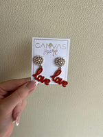 Canvas Love Pearl Cluster Enamel Drop Earrings Red 24032E-RD