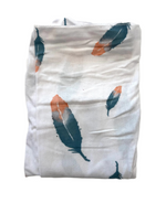 Blush and Blue Feathers Swaddle