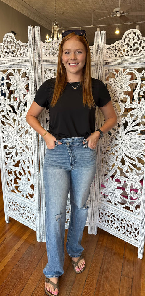 KanCan High-Rise 90s Criss Cross Straight Jean KC7872L-OP