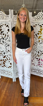 Mica White High-Rise Straight Leg Dutch Jean MDP-T3260