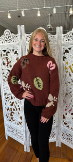 Debut Brown Leaves Knit Sweater Y8286-B