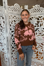 Debut Pink & Rust Elephant Sweater W9818-B
