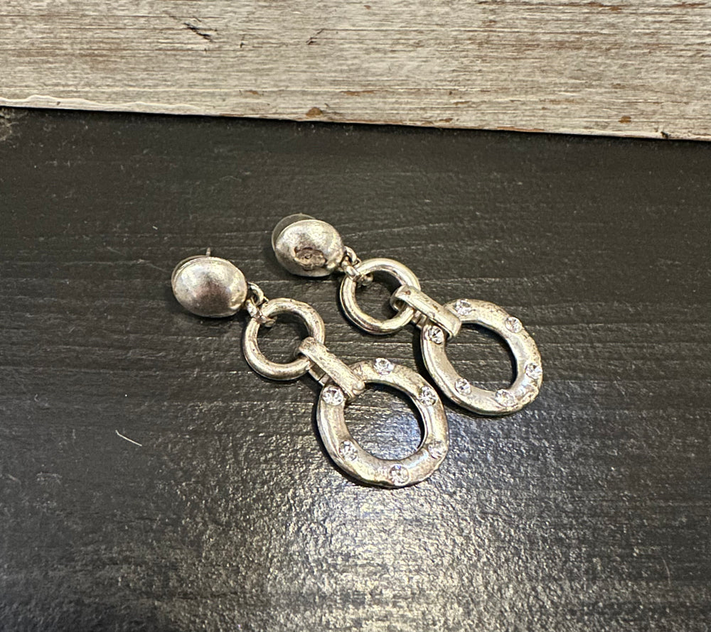 Triple Ring Hanging Silver Earrings NE1601