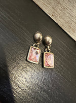 Pewter Circle & Crystal Drop Earrings NE1565