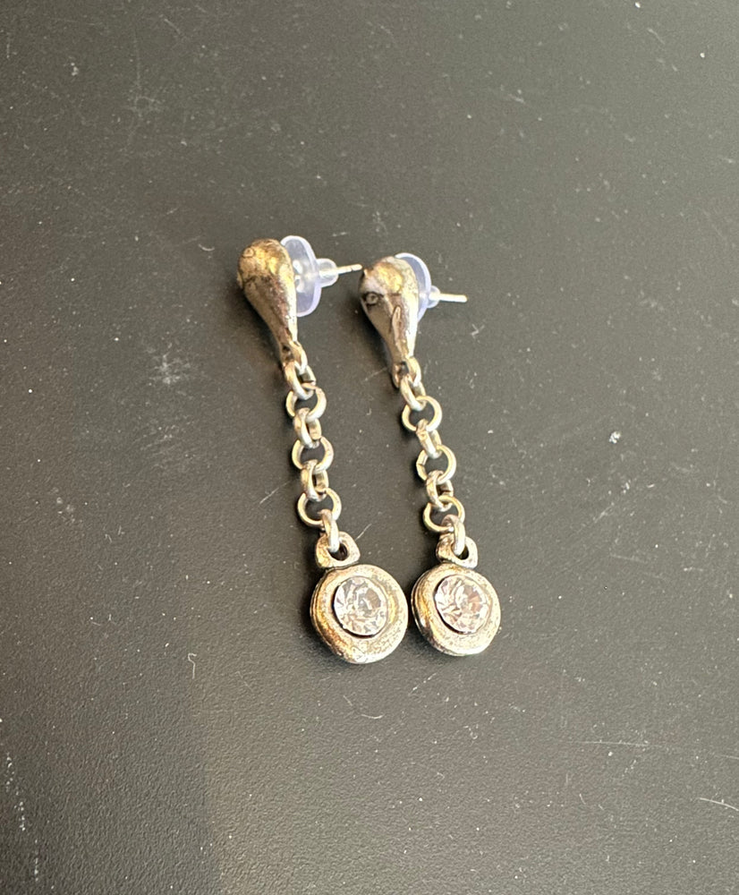 Pewter Crystal Teardrop Earrings 1842