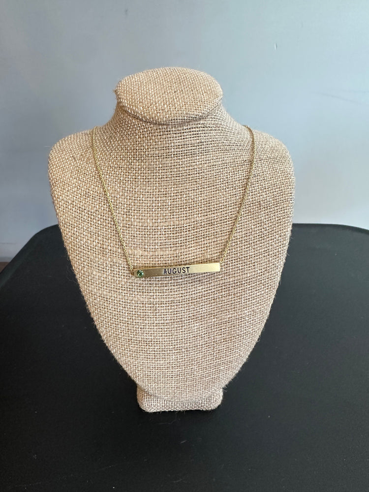 Laura Janelle August Birthstone Personality Bar Necklace