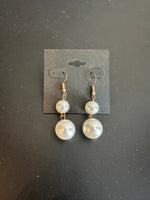 Gold Double Pearl Drop Earrings 83648A