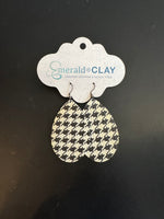 Emerald + Clay Houndstooth Leather Teardrop Earrings