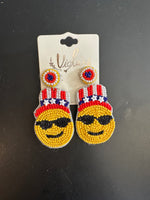 Viola Patriotic Emoji Beaded Earrings 13-5324RBW