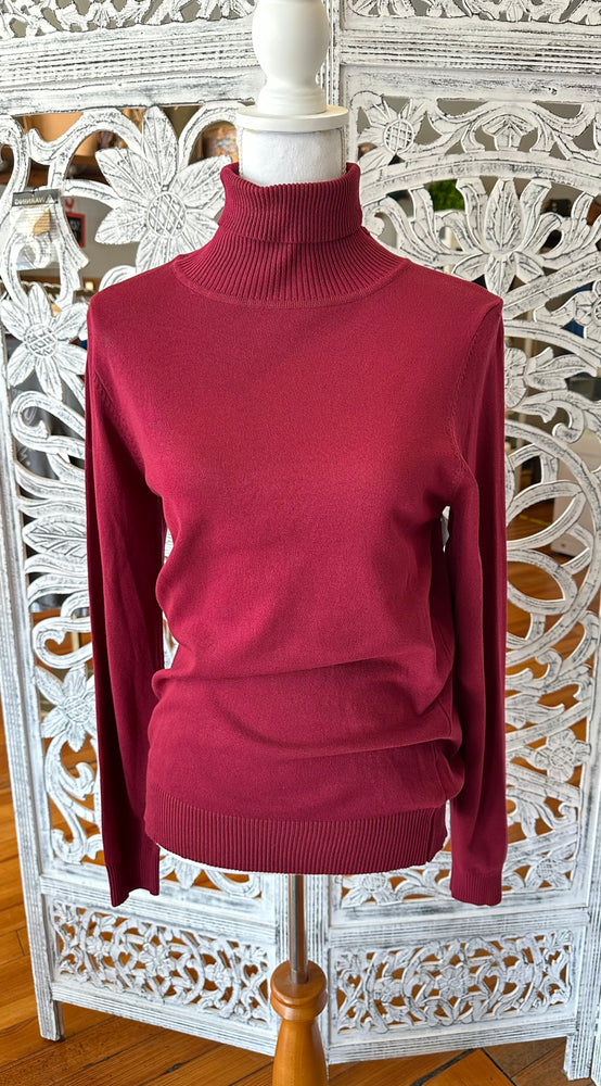 Vine & Love Burgundy Turtle Neck Long Sleeve Sweater Top VT81833