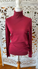 Vine & Love Burgundy Turtle Neck Long Sleeve Sweater Top VT81833