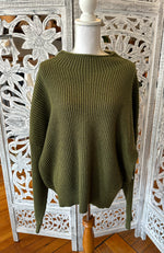 Gilli Curvy Olive Mock Neck Cocoon Sleeve Sweater XMWT7139G