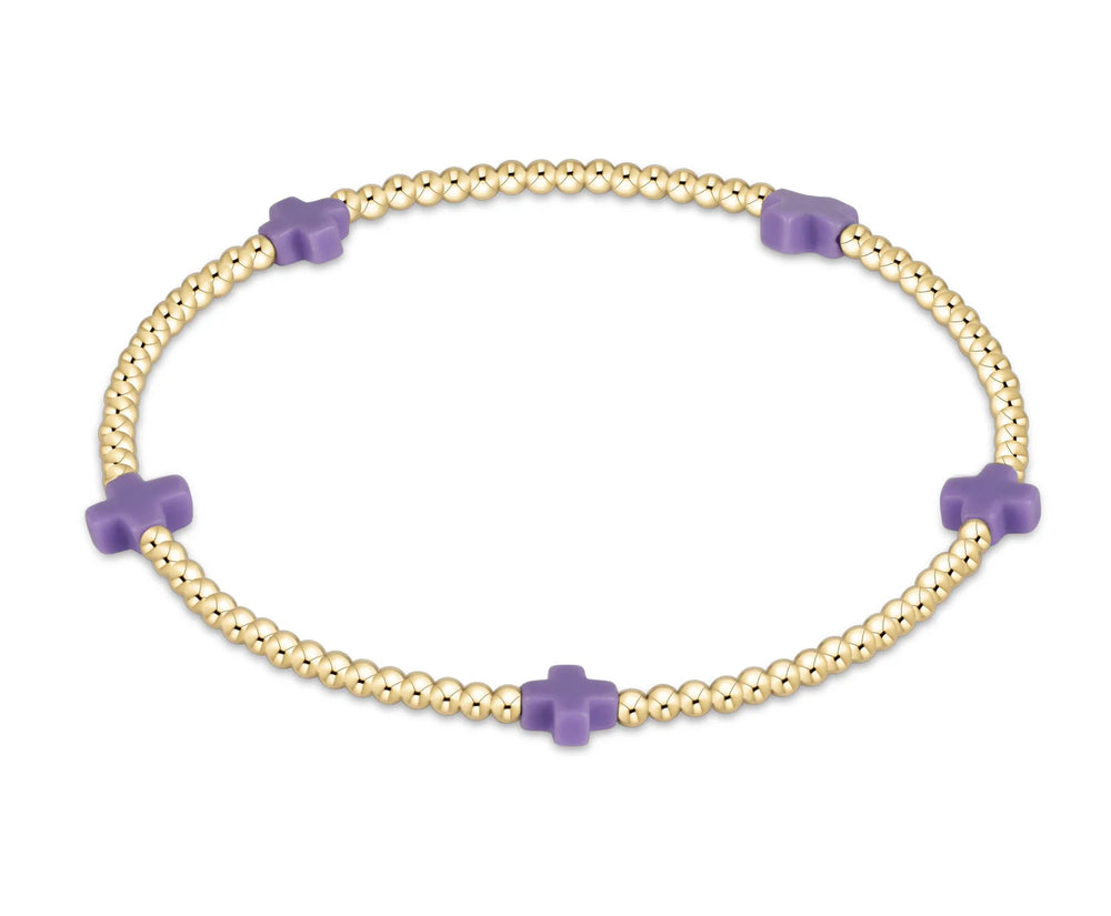 Enewton  signature cross small gold pattern 2mm bead bracelet purple BSCSMGP2PU