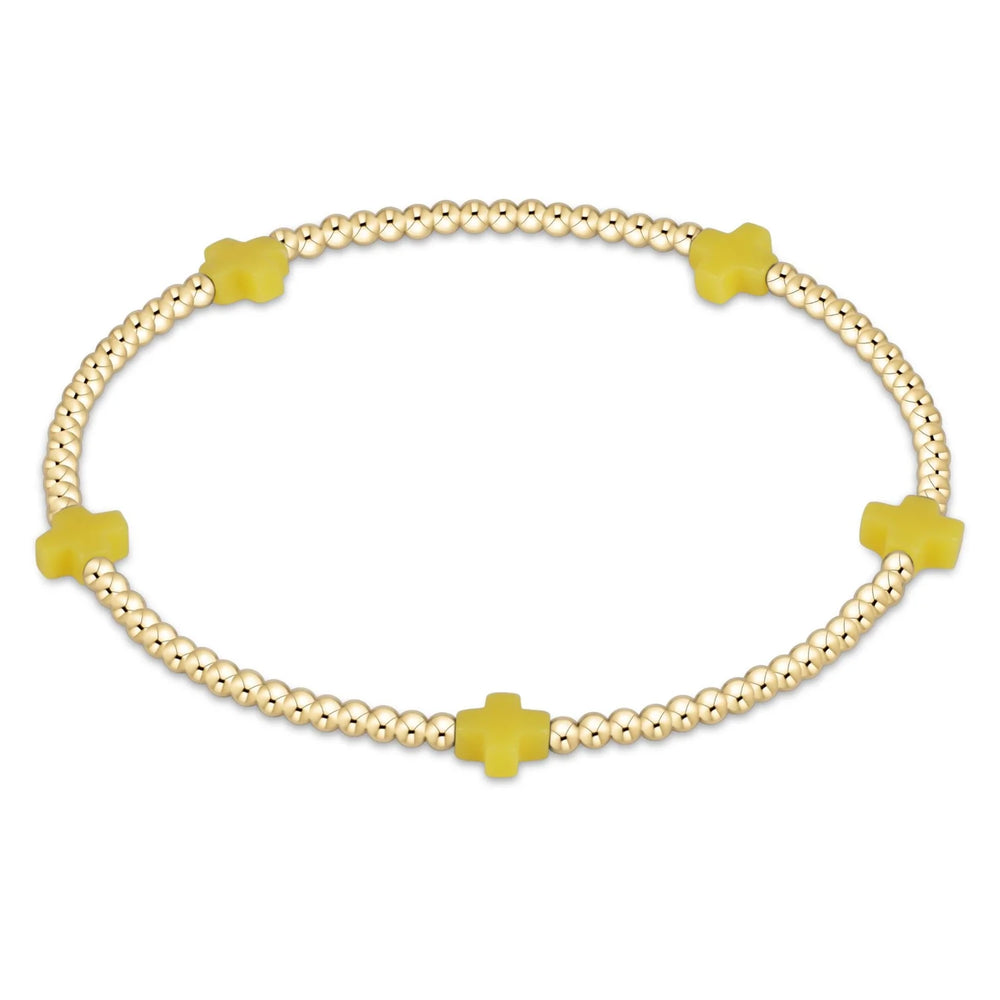 Enewton  signature cross small gold pattern 2mm bead bracelet canary BSCSMGP2CA