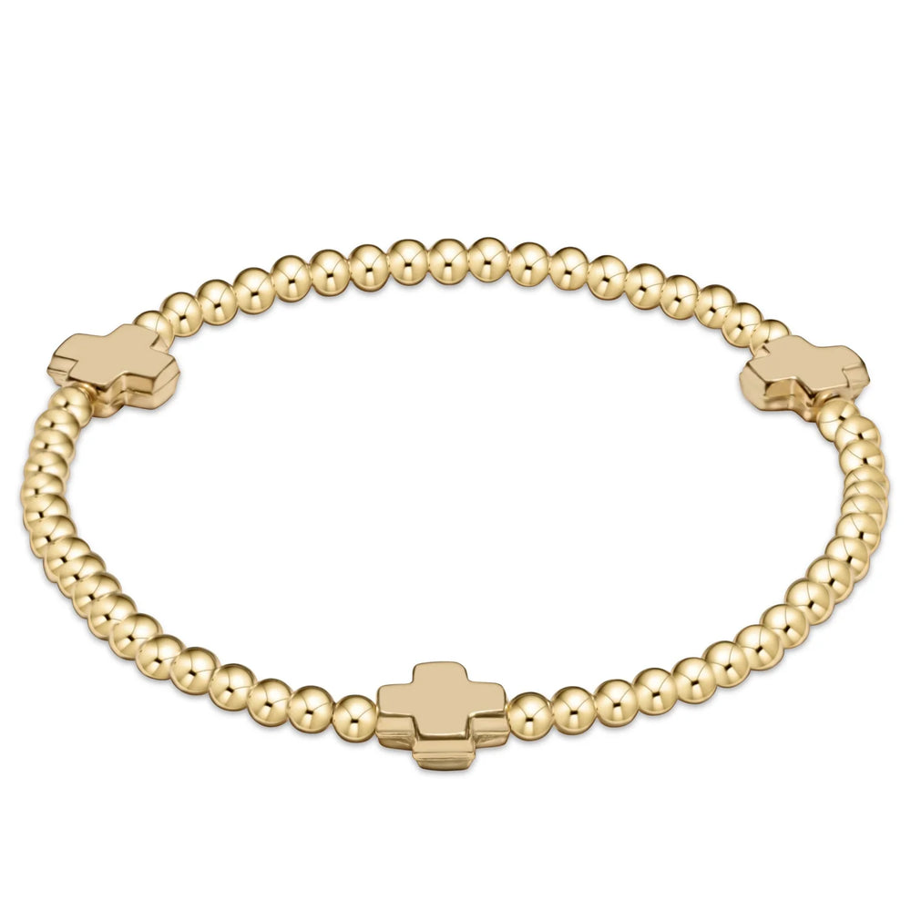 Enewton EXTENDS signature cross gold pattern 3mm bead bracelet - gold BEXSCGP3GLD