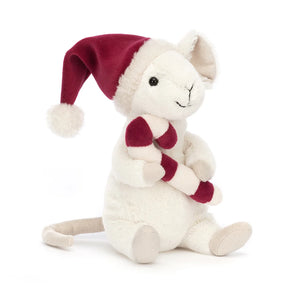 Jellycat I am Merry Mouse with Candy Cane  - MER3CC