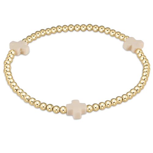 Enewton Signature Cross Gold Bead Bracelet-Off-White BSCGP3OW