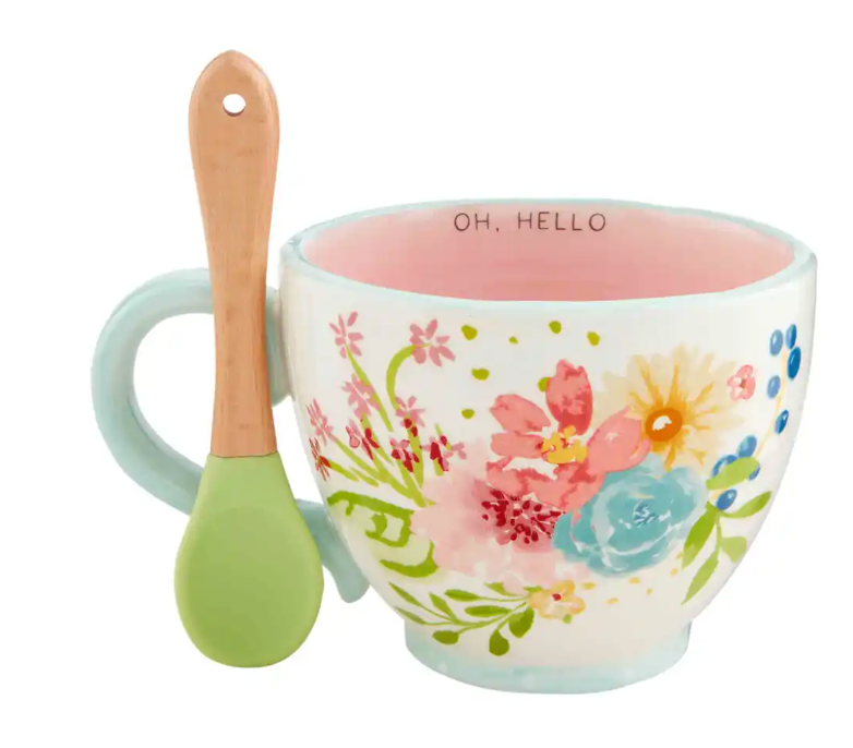 
            
                Load image into Gallery viewer, Mud Pie Hello Floral Mug and Spoon Set 43500173H
            
        