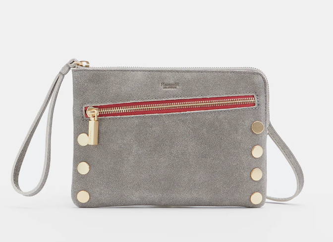 Hammitt Nash Small Pewter/Brushed Gold Red Zip