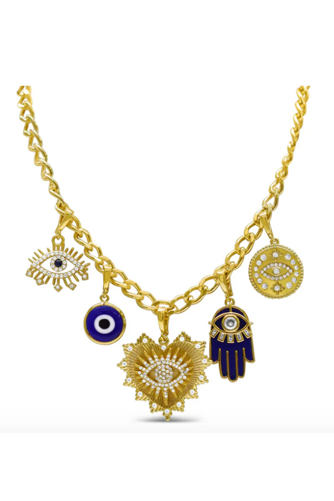 Charm Era Pre-Made Gold Eye Am Watching Charm Necklace CE-1002-G