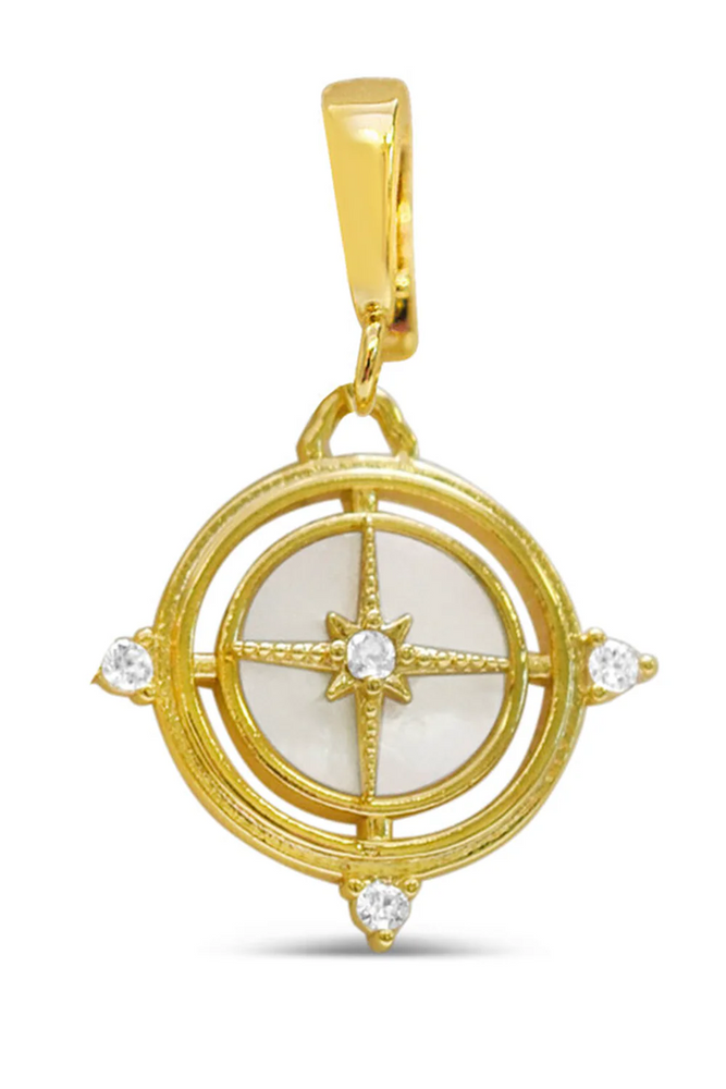 Charm Era Gold Pearl Compass Charm CE-125-G