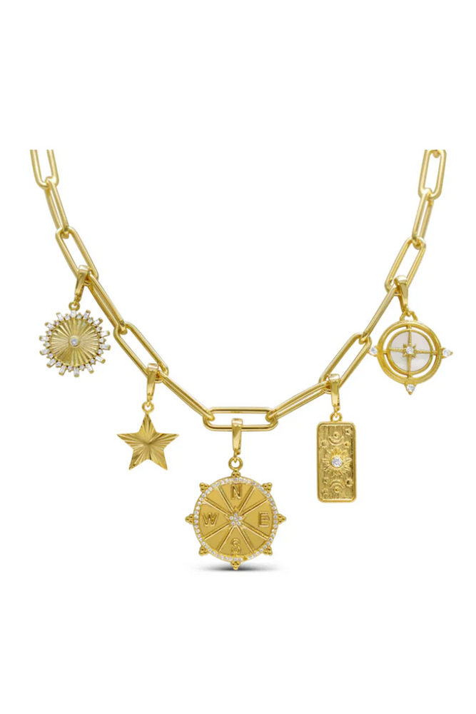 Charm Era Pre-Made Gold What's Your ETA Charm Necklace CE-1009-G