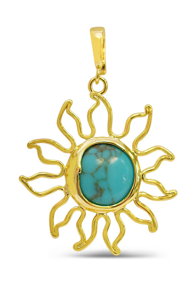 Charm Era Gold Turquoise Sun Charm CE-138-G