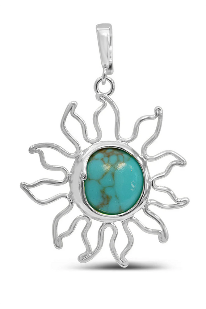Charm Era Silver Turquoise Sun Charm CE-138-S