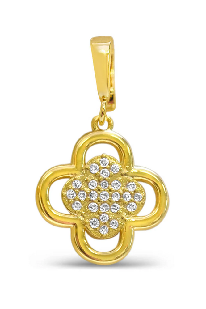 Charm Era Gold Encrusted Clover Charm CE-105-G