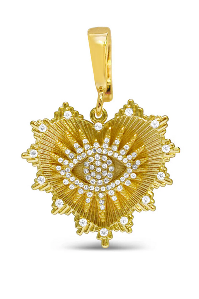 Charm Era Gold Radiant Eye Heart Charm CE-108-G