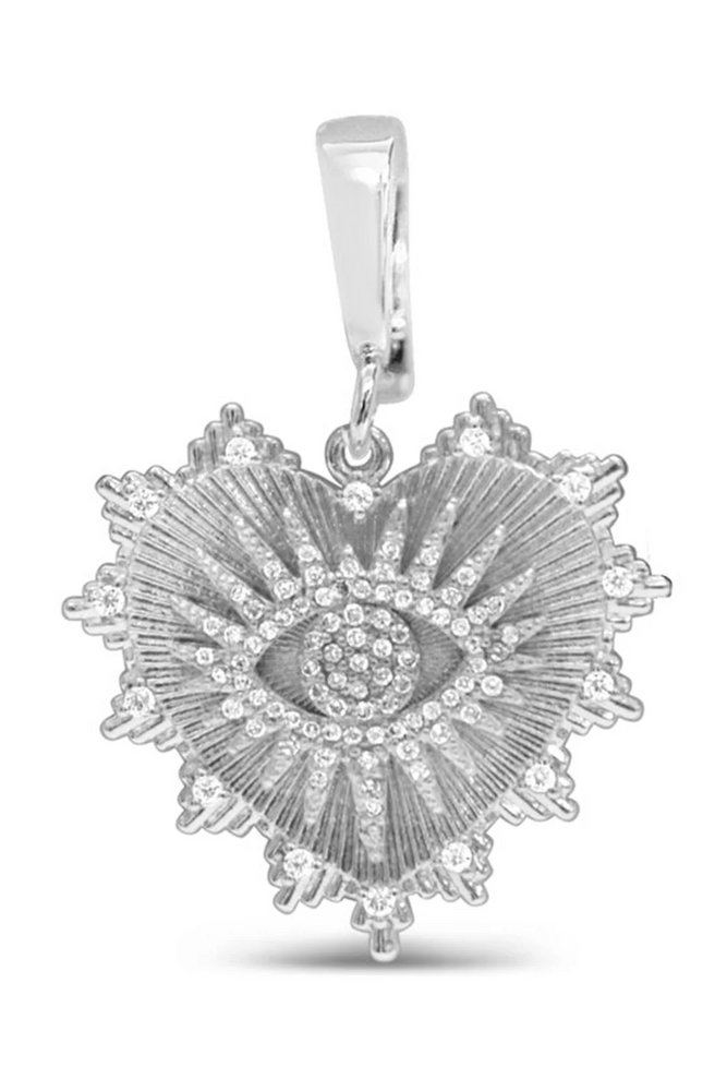 Charm Era Silver Radiant Eye Heart Charm CE-108-S