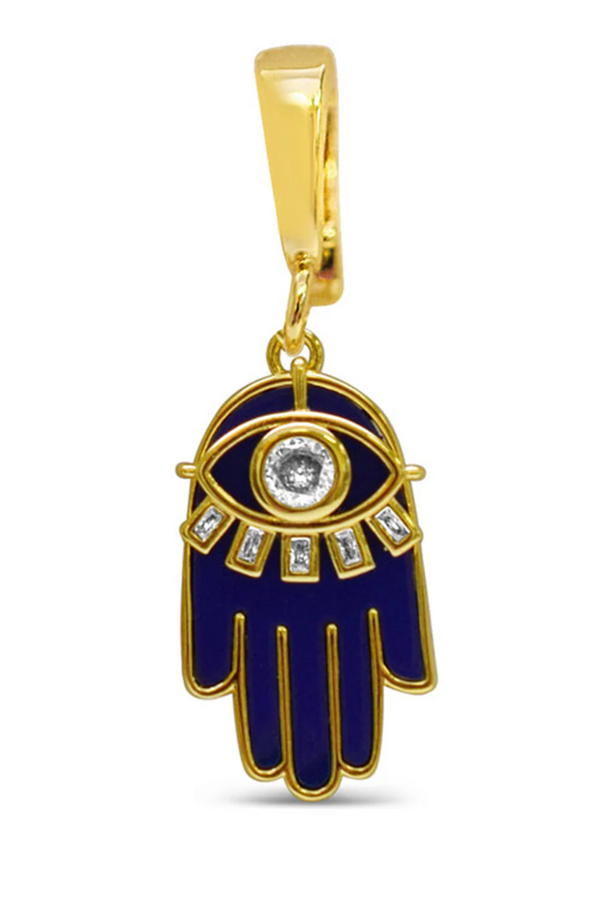 Charm Era Gold Cobalt Hamsa Charm CE-109-G