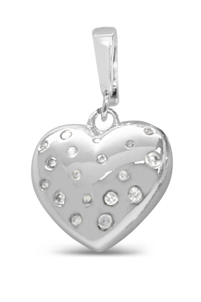 Charm Era Silver Spotted CZ Heart Charm CE-111-S
