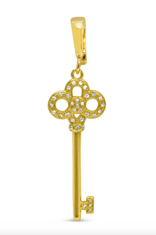 Charm Era Gold Clover Key Charm CE-112-G