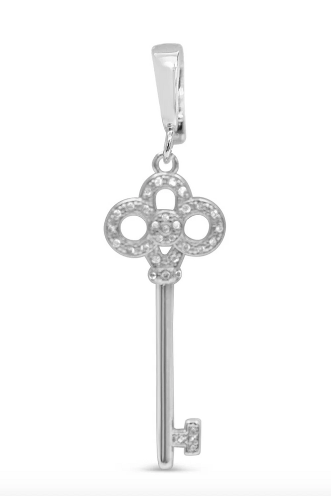 Charm Era Silver Clover Key Charm CE-112-S