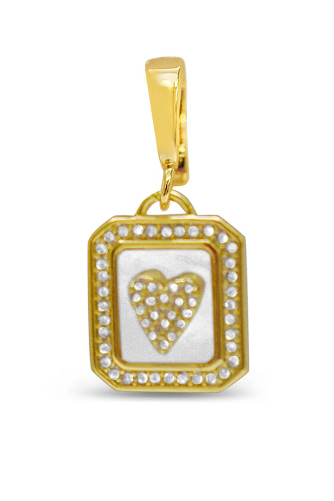 Charm Era Gold Pearl Heart Bar Charm CE-114-G