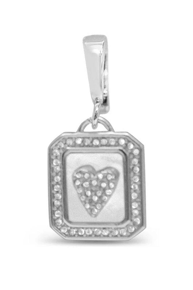 Charm Era Silver Pearl Heart Bar Charm CE-114-S