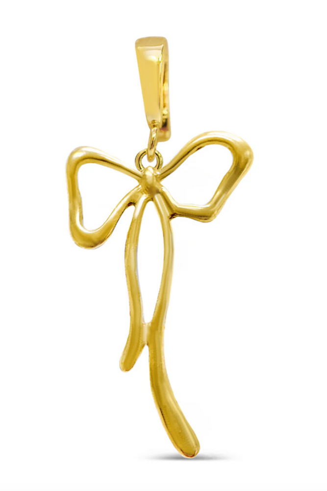 Charm Era Gold Elongated Bow Charm CE-115-G