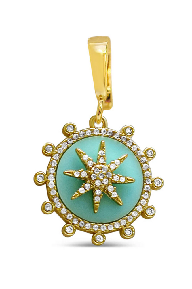 Charm Era Gold Turquoise Star Disk Charm CE-140-G