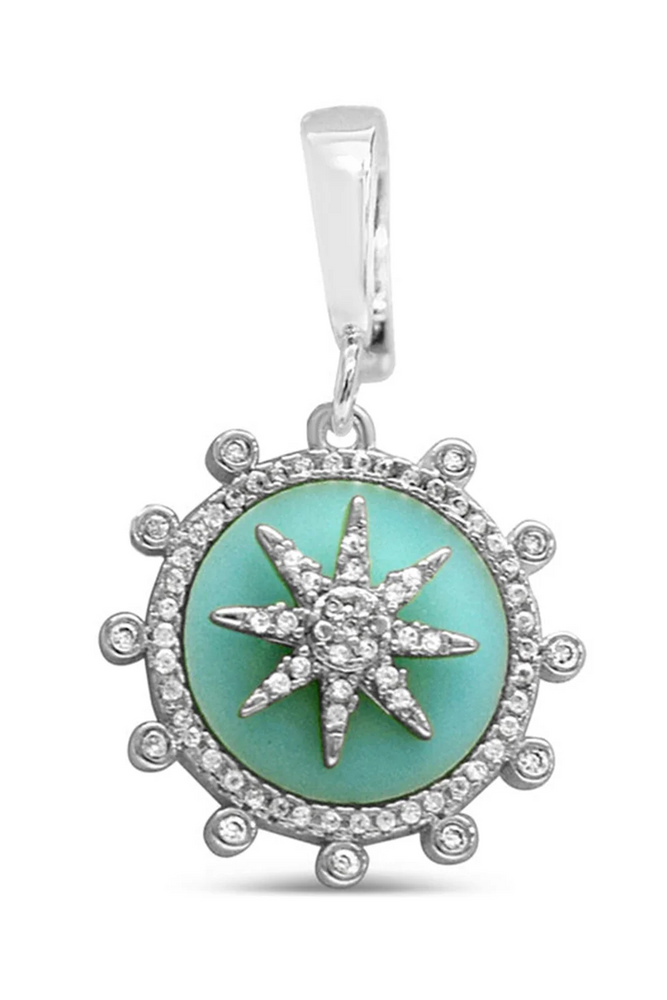 Charm Era Silver Turquoise Star Disk Charm CE-140-S