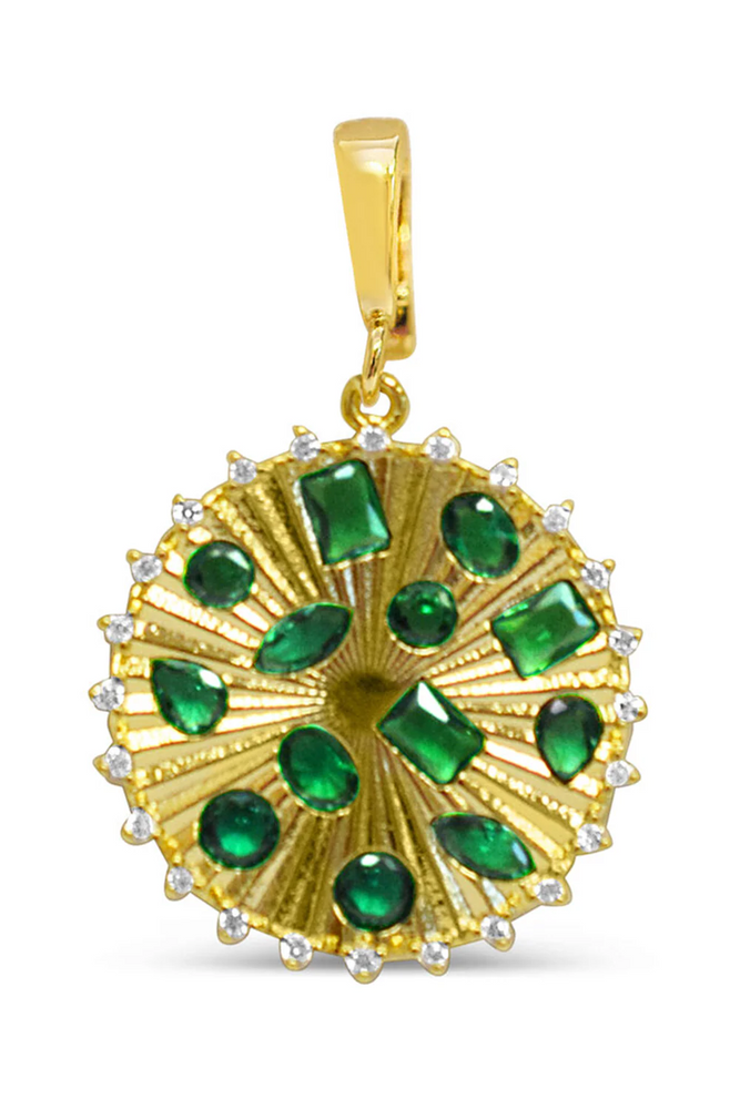 Charm Era Gold Radiant Emerald Disk Charm CE-143-G